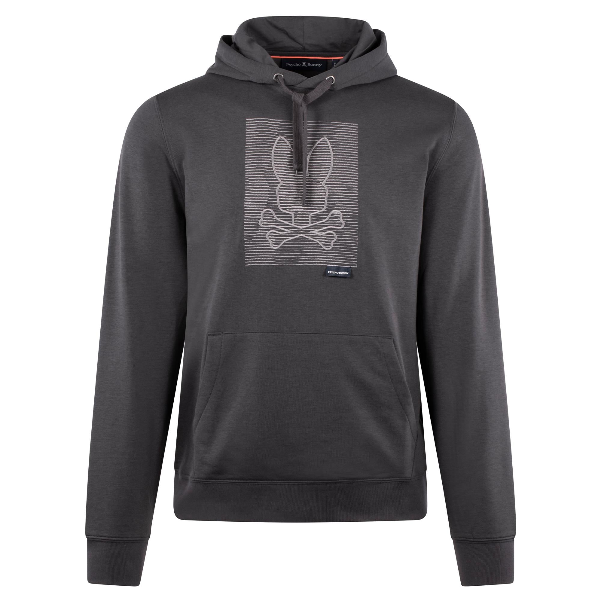Psycho Bunny Grant Texture Mens Hoodie Blackened Pearl